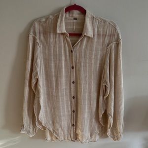 Free People Gauze Button Down Blouse Size Small
